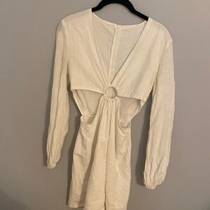 White long sleeve cut out dress size S